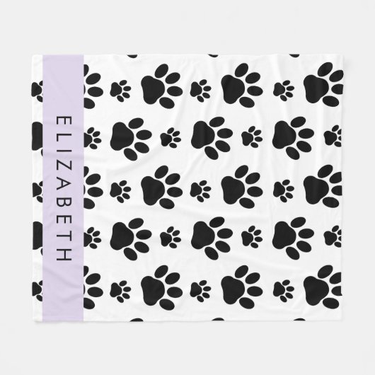 Muster, Dog Paws, Schwarz und Weiß, Ihr Name Fleecedecke (Vorderseite (Horizontal))