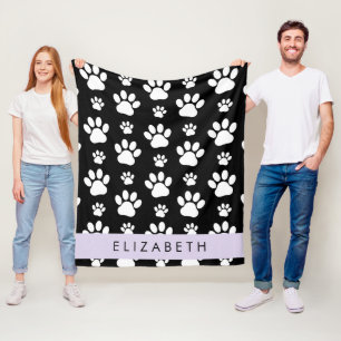 Muster, Dog Paws, Schwarz und Weiß, Ihr Name Fleecedecke
