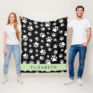 Muster, Dog Paws, Schwarz und Weiß, Ihr Name Fleecedecke