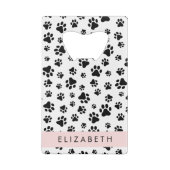 Muster, Dog Paws, Schwarz und Weiß, Ihr Name Geldbeutel Flaschenöffner (Rückseite)