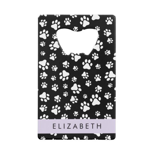 Muster, Dog Paws, Schwarz und Weiß, Ihr Name Geldbeutel Flaschenöffner (Vorderseite)