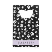 Muster, Dog Paws, Schwarz und Weiß, Ihr Name Geldbeutel Flaschenöffner (Rückseite)