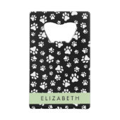 Muster, Dog Paws, Schwarz und Weiß, Ihr Name Geldbeutel Flaschenöffner (Rückseite)