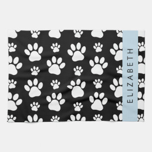 Muster, Dog Paws, Schwarz und Weiß, Ihr Name Geschirrtuch