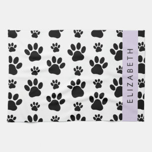 Muster, Dog Paws, Schwarz und Weiß, Ihr Name Geschirrtuch