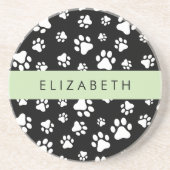Muster, Dog Paws, Schwarz und Weiß, Ihr Name Getränkeuntersetzer (Vorne)