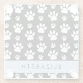 Muster, Dog Paws, Schwarz und Weiß, Ihr Name Glasuntersetzer (Rückseite)
