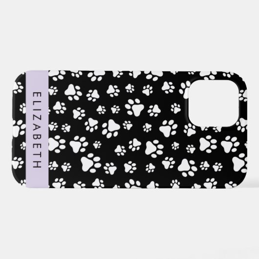 Muster, Dog Paws, Schwarz und Weiß, Ihr Name iPhone Hülle (Rückseite (Horizontal))