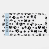 Muster, Dog Paws, Schwarz und Weiß, Ihr Name iPhone Hülle (Rückseite (Horizontal))