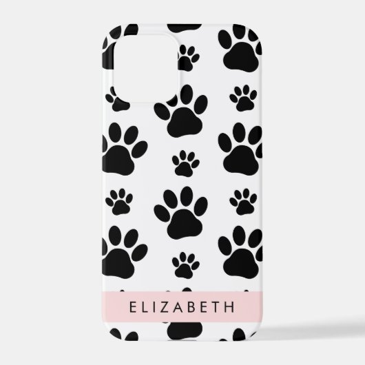 Muster, Dog Paws, Schwarz und Weiß, Ihr Name iPhone Hülle (Rückseite)