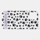 Muster, Dog Paws, Schwarz und Weiß, Ihr Name iPhone Hülle (Rückseite (Horizontal))