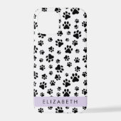 Muster, Dog Paws, Schwarz und Weiß, Ihr Name iPhone Hülle (Rückseite)