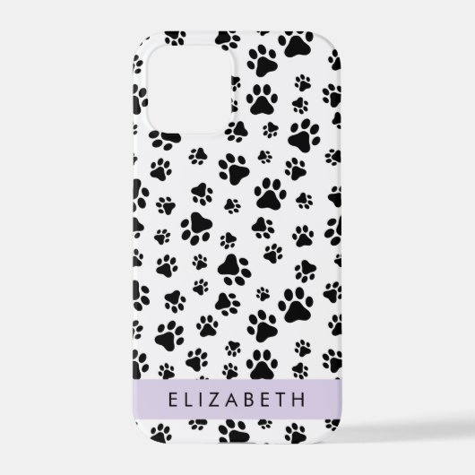 Muster, Dog Paws, Schwarz und Weiß, Ihr Name iPhone Hülle (Rückseite)