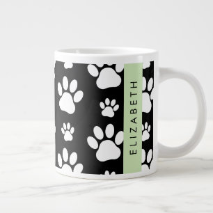 Muster, Dog Paws, Schwarz und Weiß, Ihr Name Jumbo-Tasse
