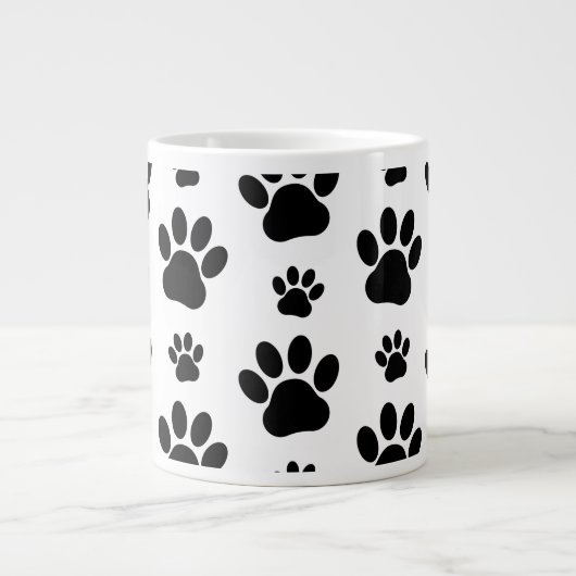 Muster, Dog Paws, Schwarz und Weiß, Ihr Name Jumbo-Tasse (Vorderseite)