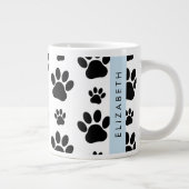 Muster, Dog Paws, Schwarz und Weiß, Ihr Name Jumbo-Tasse (Rechts)