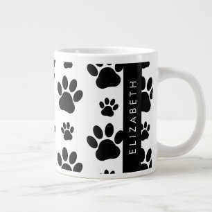 Muster, Dog Paws, Schwarz und Weiß, Ihr Name Jumbo-Tasse