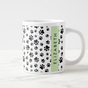 Muster, Dog Paws, Schwarz und Weiß, Ihr Name Jumbo-Tasse