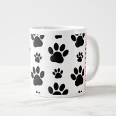 Muster, Dog Paws, Schwarz und Weiß, Ihr Name Jumbo-Tasse (Vorderseite Rechts)
