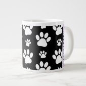 Muster, Dog Paws, Schwarz und Weiß, Ihr Name Jumbo-Tasse (Vorderseite Rechts)