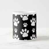 Muster, Dog Paws, Schwarz und Weiß, Ihr Name Jumbo-Tasse (Vorderseite)