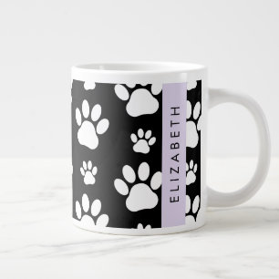 Muster, Dog Paws, Schwarz und Weiß, Ihr Name Jumbo-Tasse