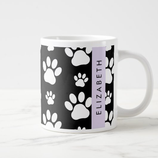 Muster, Dog Paws, Schwarz und Weiß, Ihr Name Jumbo-Tasse (Rechts)