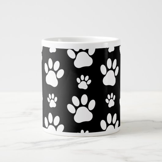 Muster, Dog Paws, Schwarz und Weiß, Ihr Name Jumbo-Tasse (Vorderseite)