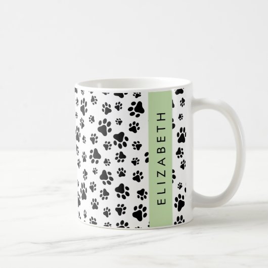 Muster, Dog Paws, Schwarz und Weiß, Ihr Name Kaffeetasse (Rechts)