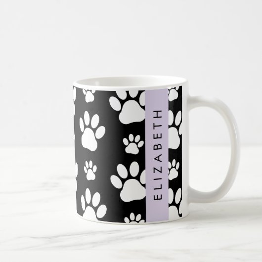 Muster, Dog Paws, Schwarz und Weiß, Ihr Name Kaffeetasse (Rechts)