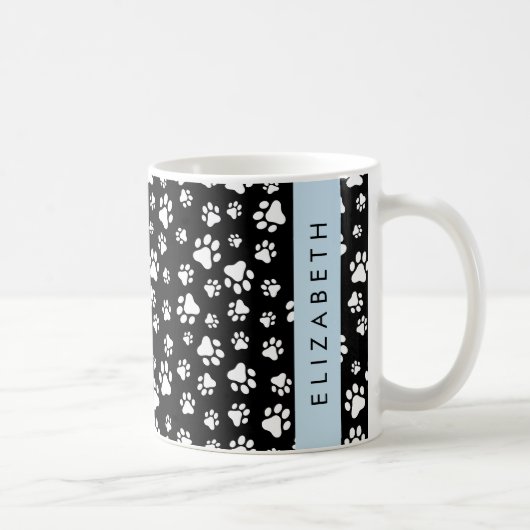 Muster, Dog Paws, Schwarz und Weiß, Ihr Name Kaffeetasse (Rechts)