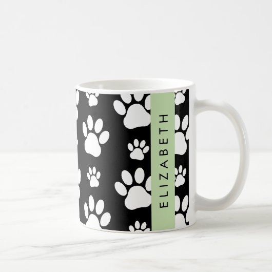 Muster, Dog Paws, Schwarz und Weiß, Ihr Name Kaffeetasse (Rechts)