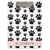 Muster, Dog Paws, Schwarz und Weiß, Ihr Name Klemmbrett (Vorderseite)