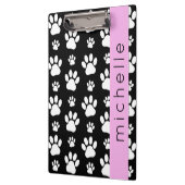 Muster, Dog Paws, Schwarz und Weiß, Ihr Name Klemmbrett (Links)