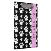 Muster, Dog Paws, Schwarz und Weiß, Ihr Name Klemmbrett (Rechts)