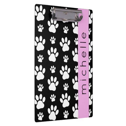 Muster, Dog Paws, Schwarz und Weiß, Ihr Name Klemmbrett (Rechts)