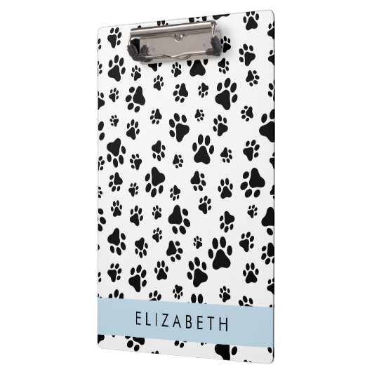 Muster, Dog Paws, Schwarz und Weiß, Ihr Name Klemmbrett (Links)