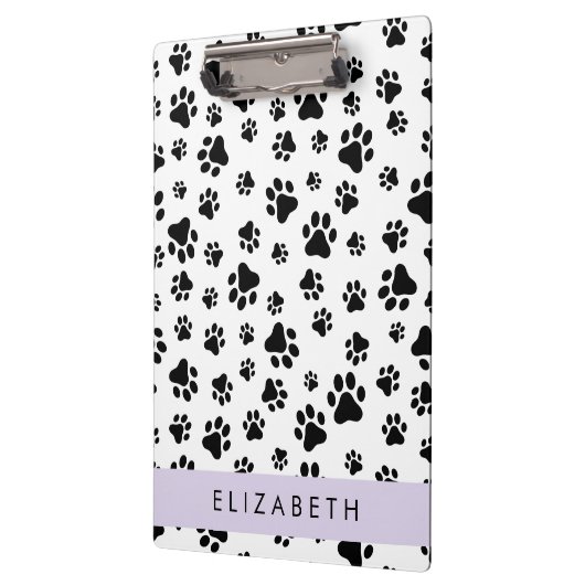 Muster, Dog Paws, Schwarz und Weiß, Ihr Name Klemmbrett (Links)