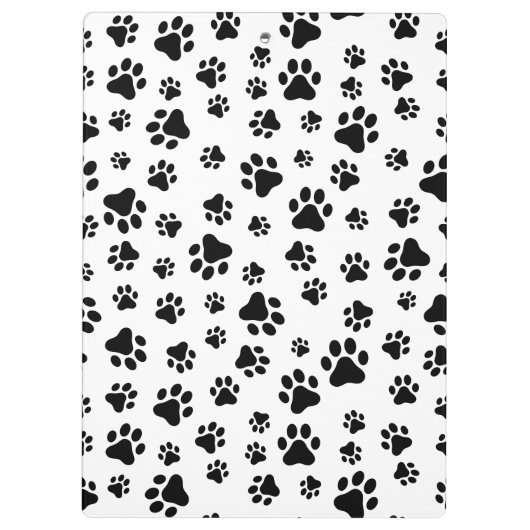 Muster, Dog Paws, Schwarz und Weiß, Ihr Name Klemmbrett (Rückseite)