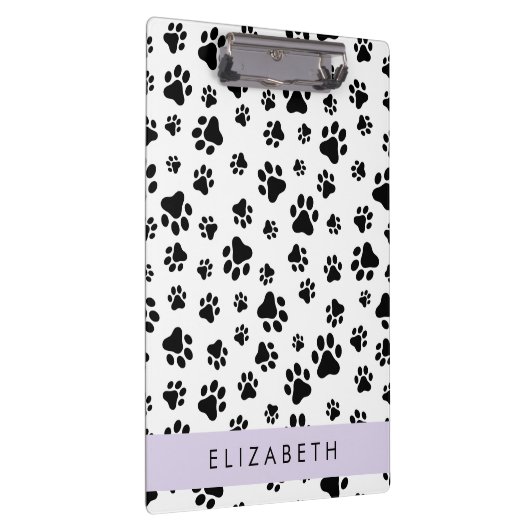 Muster, Dog Paws, Schwarz und Weiß, Ihr Name Klemmbrett (Rechts)