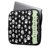 Muster, Dog Paws, Schwarz und Weiß, Ihr Name Laptopschutzhülle (Vorderseite Links)