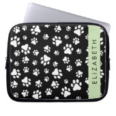 Muster, Dog Paws, Schwarz und Weiß, Ihr Name Laptopschutzhülle (Vorderseite)