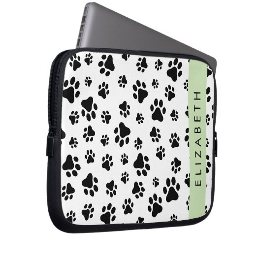 Muster, Dog Paws, Schwarz und Weiß, Ihr Name Laptopschutzhülle (Vorne Rechts)