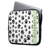 Muster, Dog Paws, Schwarz und Weiß, Ihr Name Laptopschutzhülle (Vorderseite Links)