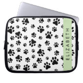 Muster, Dog Paws, Schwarz und Weiß, Ihr Name Laptopschutzhülle (Vorderseite)