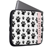 Muster, Dog Paws, Schwarz und Weiß, Ihr Name Laptopschutzhülle (Vorne Rechts)