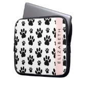 Muster, Dog Paws, Schwarz und Weiß, Ihr Name Laptopschutzhülle (Vorderseite Links)