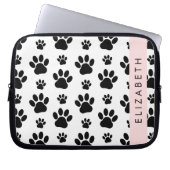 Muster, Dog Paws, Schwarz und Weiß, Ihr Name Laptopschutzhülle (Vorderseite)