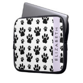 Muster, Dog Paws, Schwarz und Weiß, Ihr Name Laptopschutzhülle (Vorderseite Links)