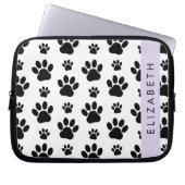 Muster, Dog Paws, Schwarz und Weiß, Ihr Name Laptopschutzhülle (Vorderseite)